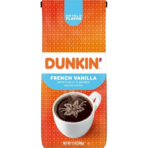 2. Dunkin’ French Vanilla Flavored Ground Coffee