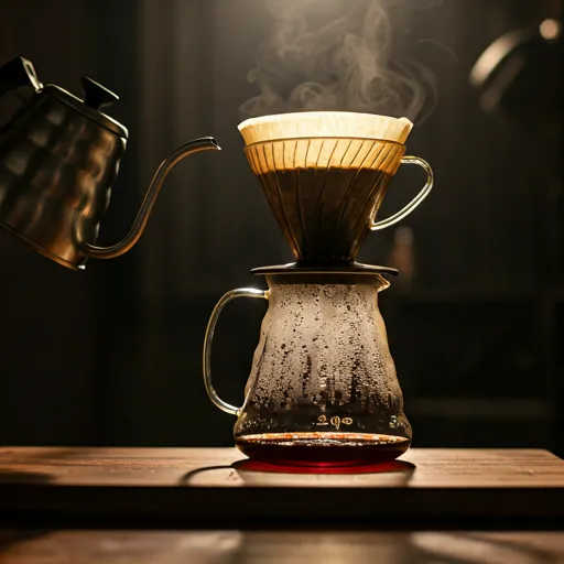 Pour over coffee brewing process